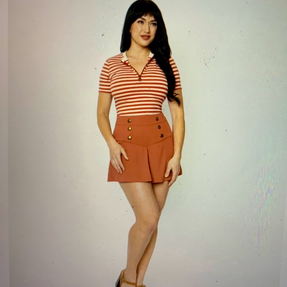 Unique Vintage Dresses & Skirts - Sailor Skort in Rust Red 10-12